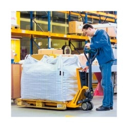 Hand pallet truck with integrated professional weighing scale Jungheinrich AM 22 - Example of use